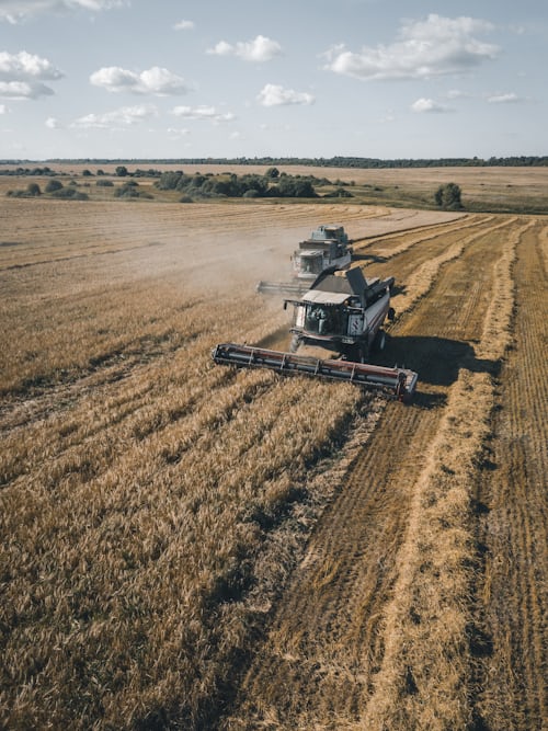 A tractor on a field